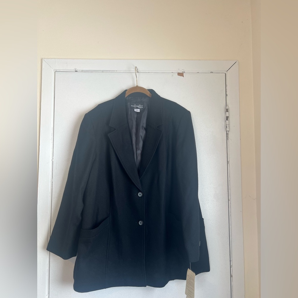 Requirements Black Women's Blazer 100% Wool Size 20W Staple Classic Office Work